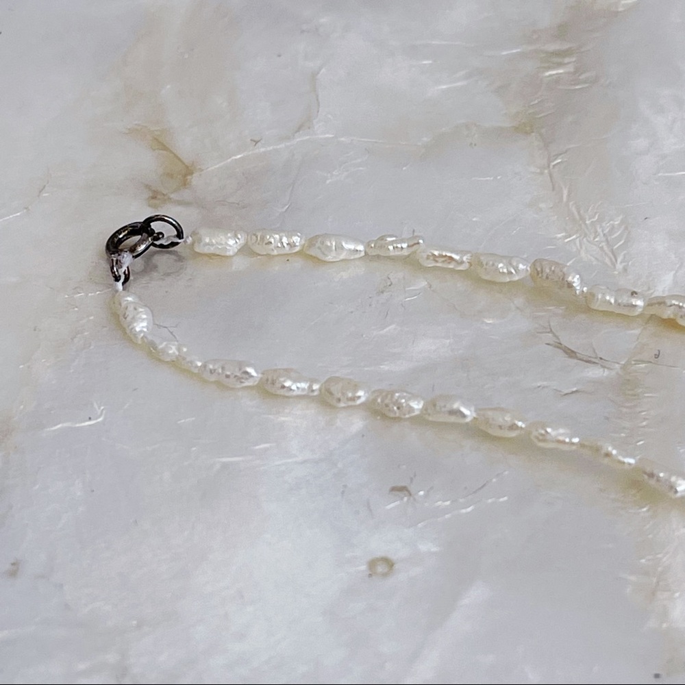 Vintage Rice Pearl Delicate Strand Necklace 925 - Picture 7 of 10